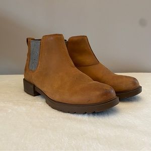 Sorel NL4322-242 Emelie II Womens Size 8 Brown Leather Chelsea Ankle Boots